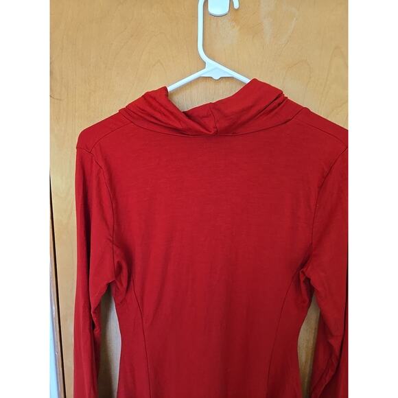 Boston Proper Womens Red Long Sleeve Cowl Neck Tunic M Trapeze Asymmetric New! - Picture 5 of 6